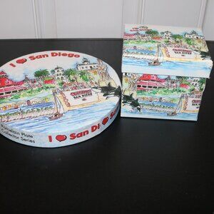 Decorative plate and mug set with plate holder in great shape